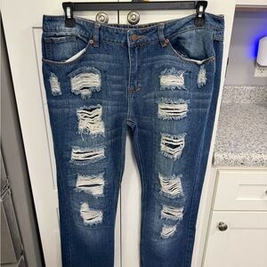 Rue21 Distressed Dark Blue Skinny Jeans